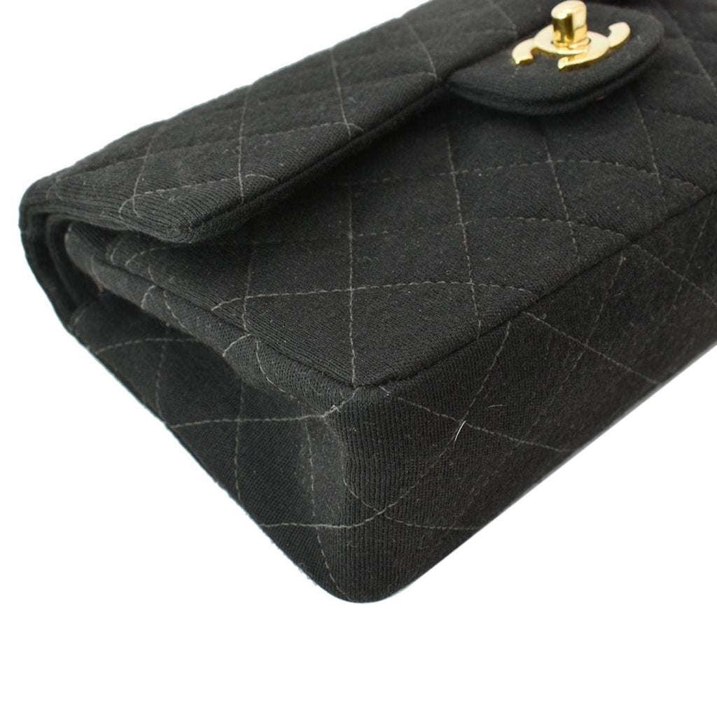 Chanel Classic Flap Jersey Fabric Shoulder Bag Black