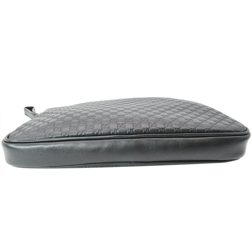 GUCCI Microguccissima Leather Clutch Bag Black 607726