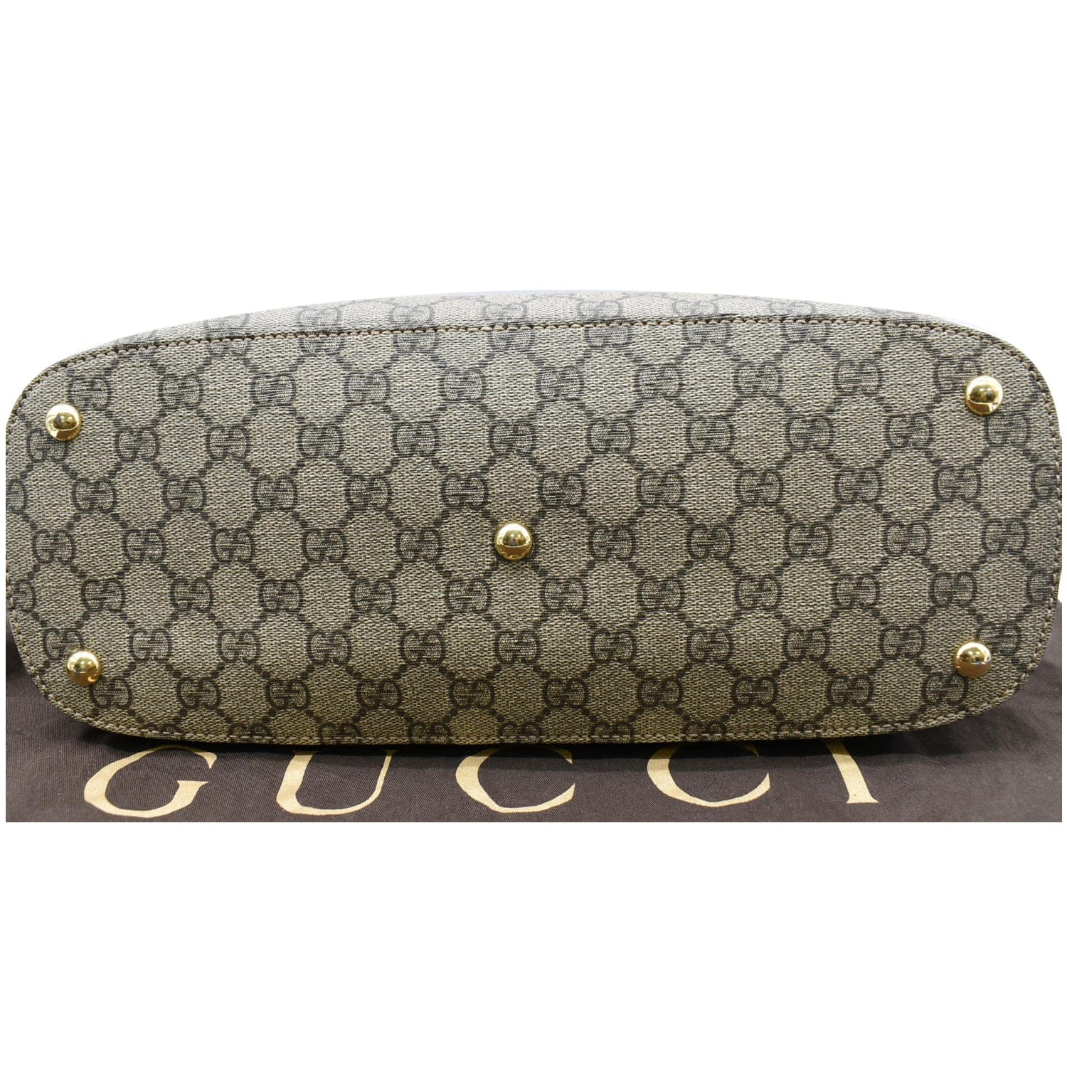GUCCI Linea A Supreme Coated Canvas Hobo Shoulder Bag Beige 414930