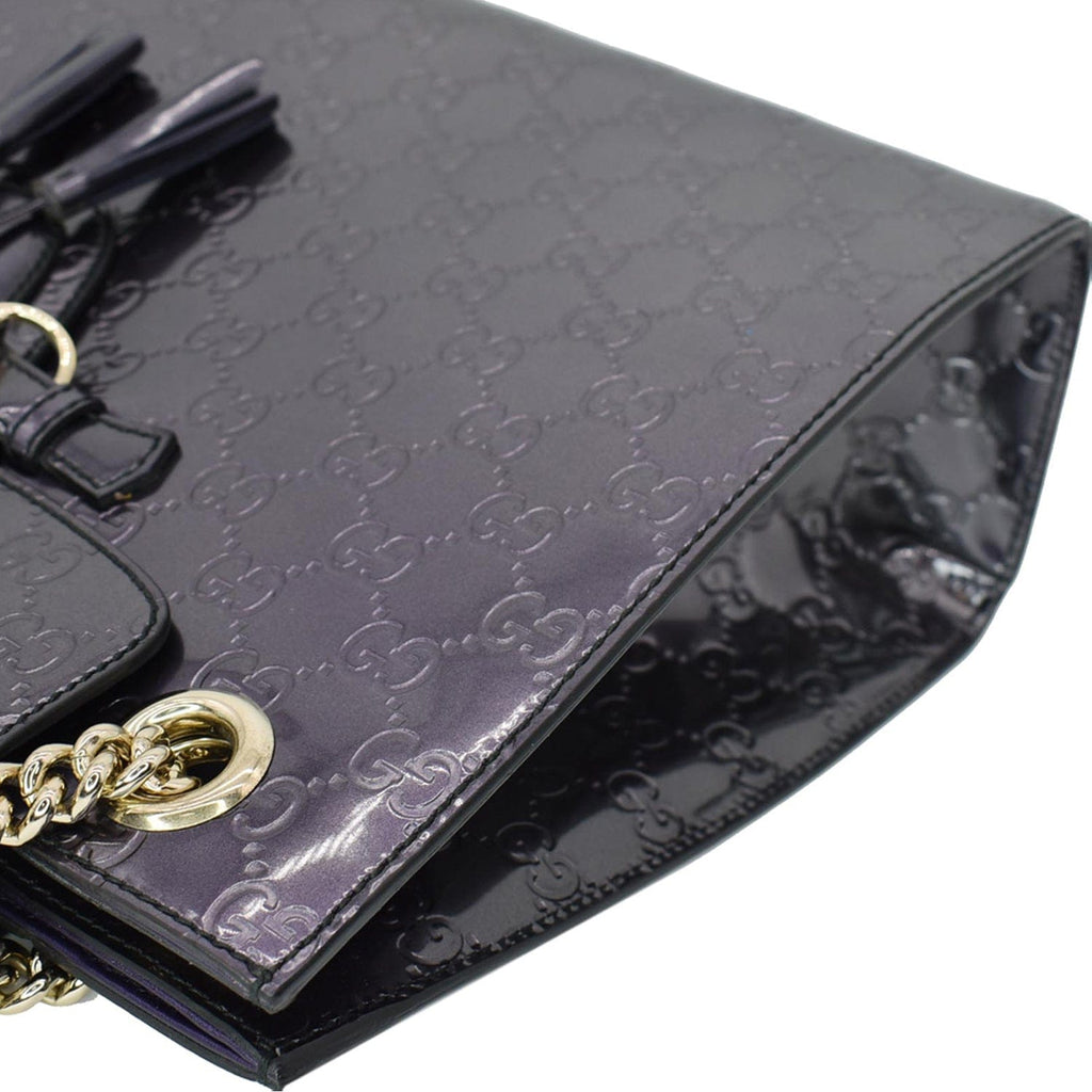 GUCCI Emily Large Guccissima New 1:1 Rep Leather Shoulder Bag Dark Violet 295403