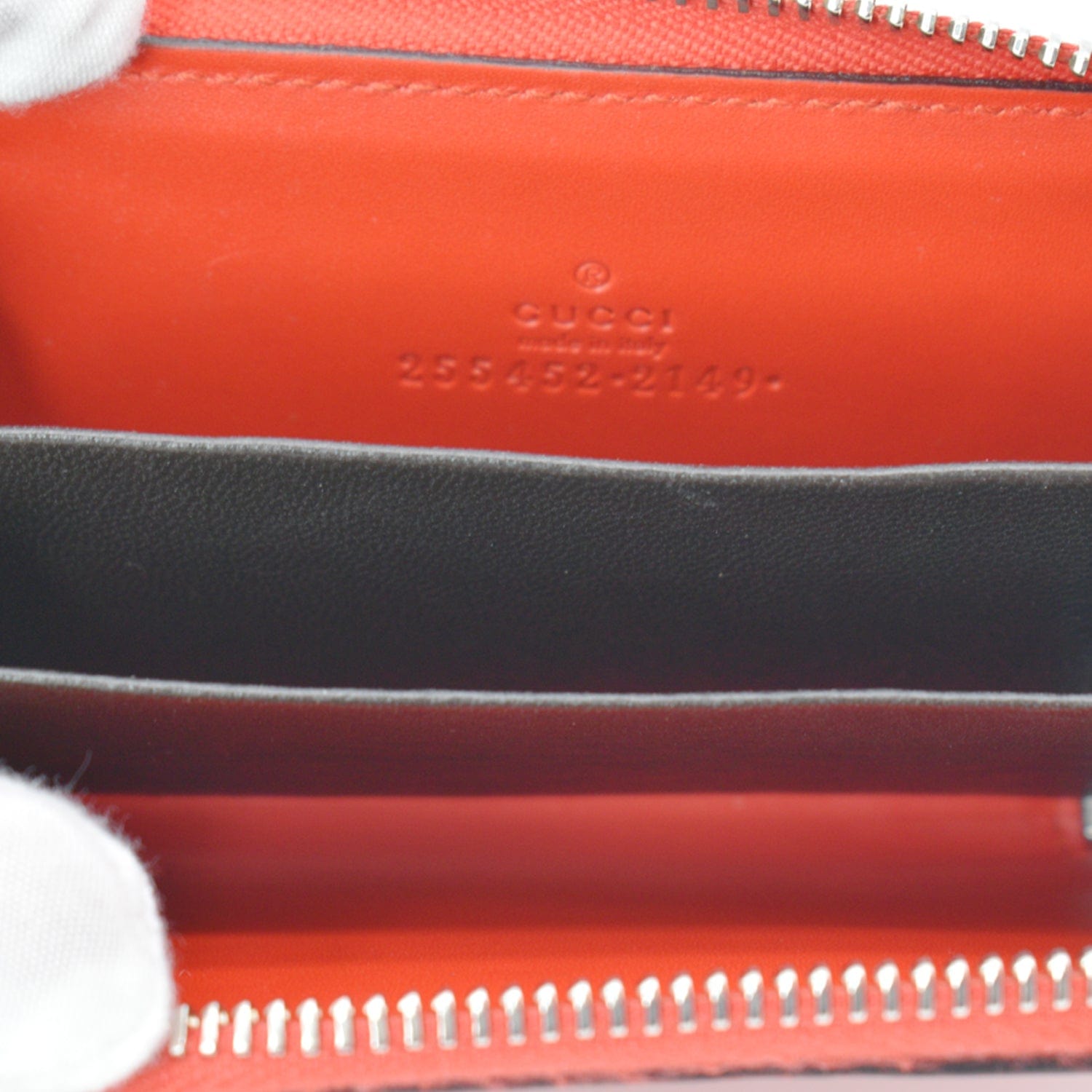GUCCI Gucci Leather Zip Around Wallet Red 255452