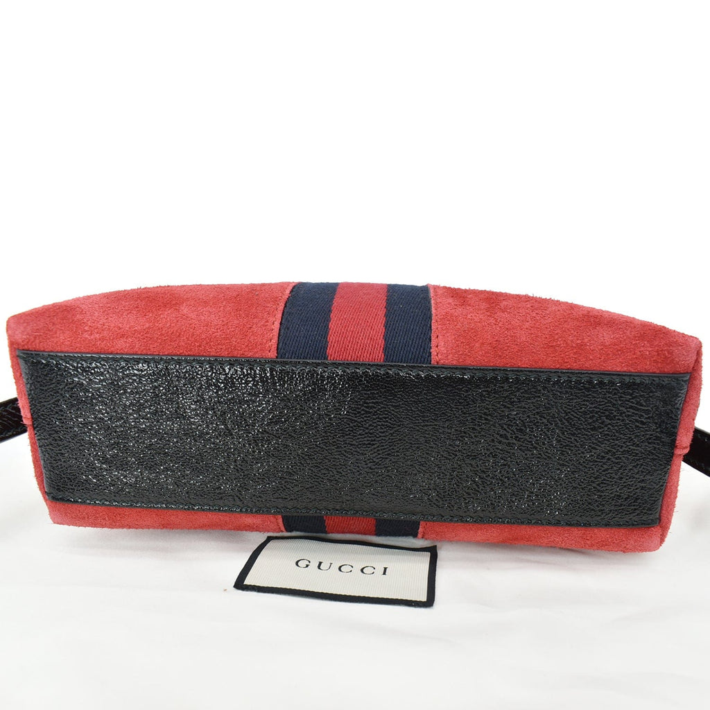 GUCCI Ophidia Gucci Small Suede Shoulder Bag Red 499621