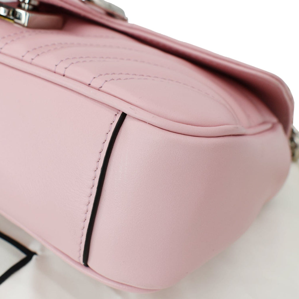 GUCCI Gucci Marmont Mini MatelassÃ© Leather Shoulder Crossbody Bag Pastel Pink 446744