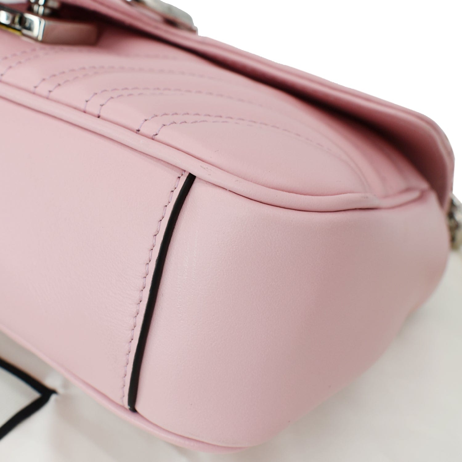 GUCCI Gucci Marmont Mini MatelassÃ© Leather Shoulder Crossbody Bag Pastel Pink 446744