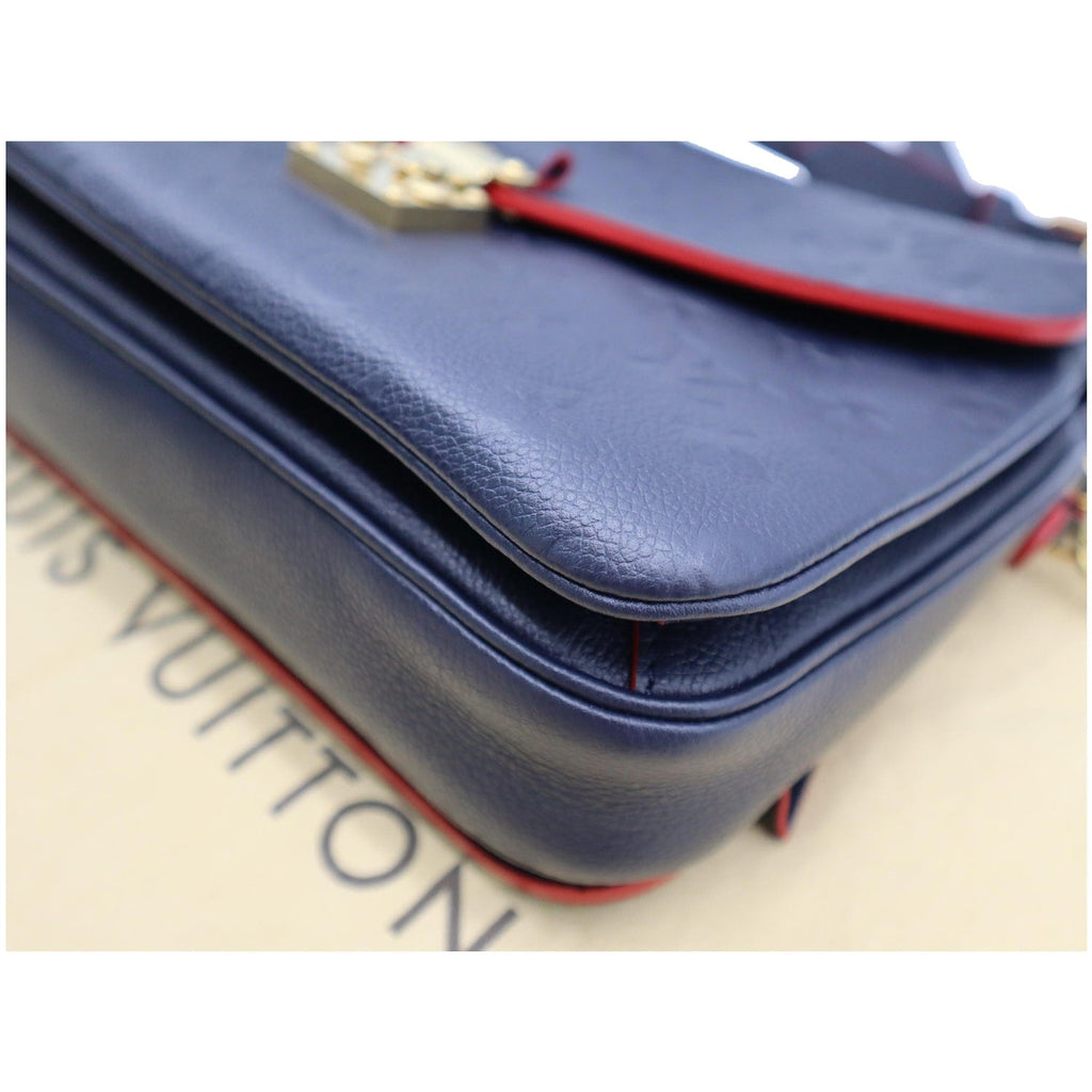 LOUIS VUITTON Metis Pochette Empreinte Leather Crossbody Bag Blue