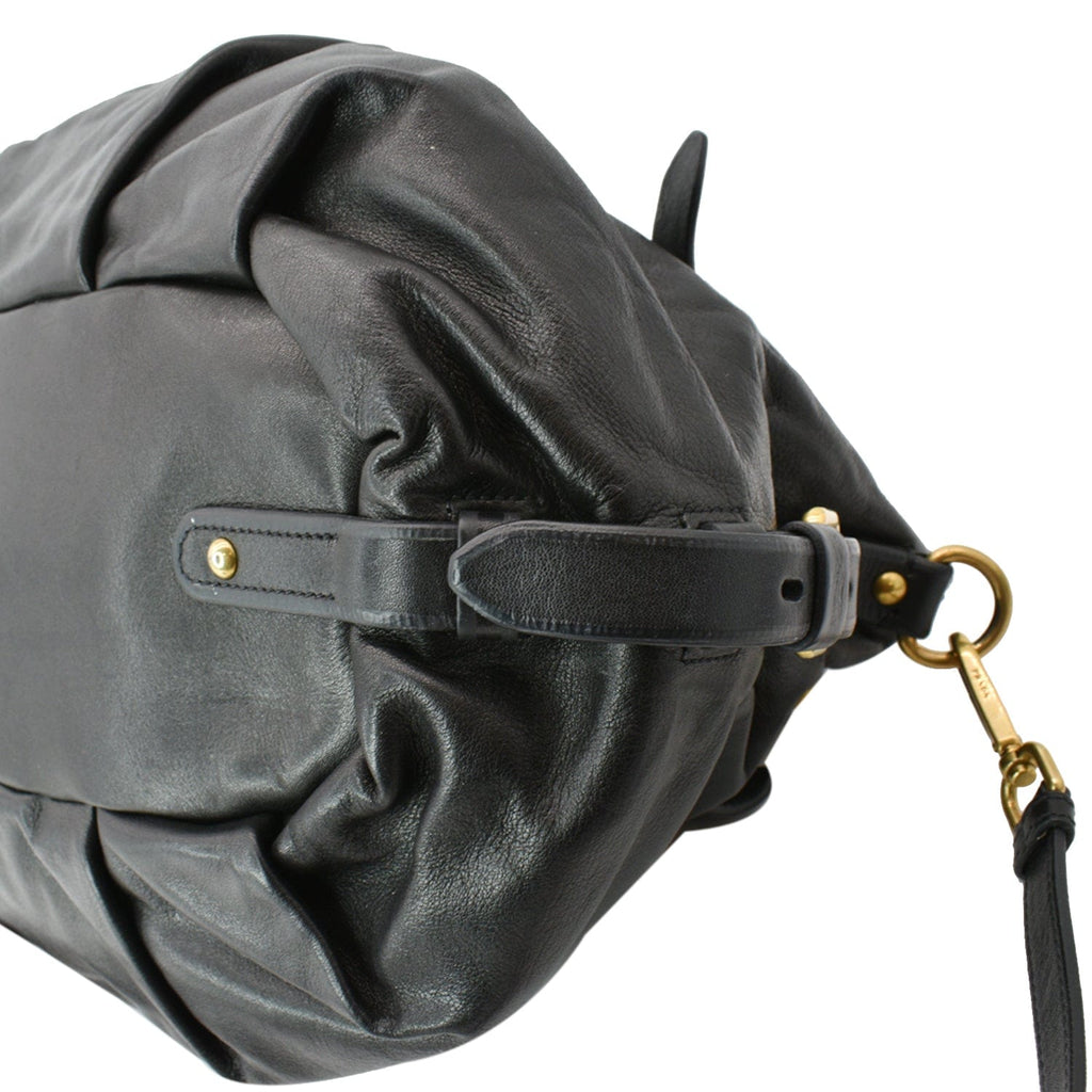 PRADA BR4281 Soft Leather Shoulder Bag Black
