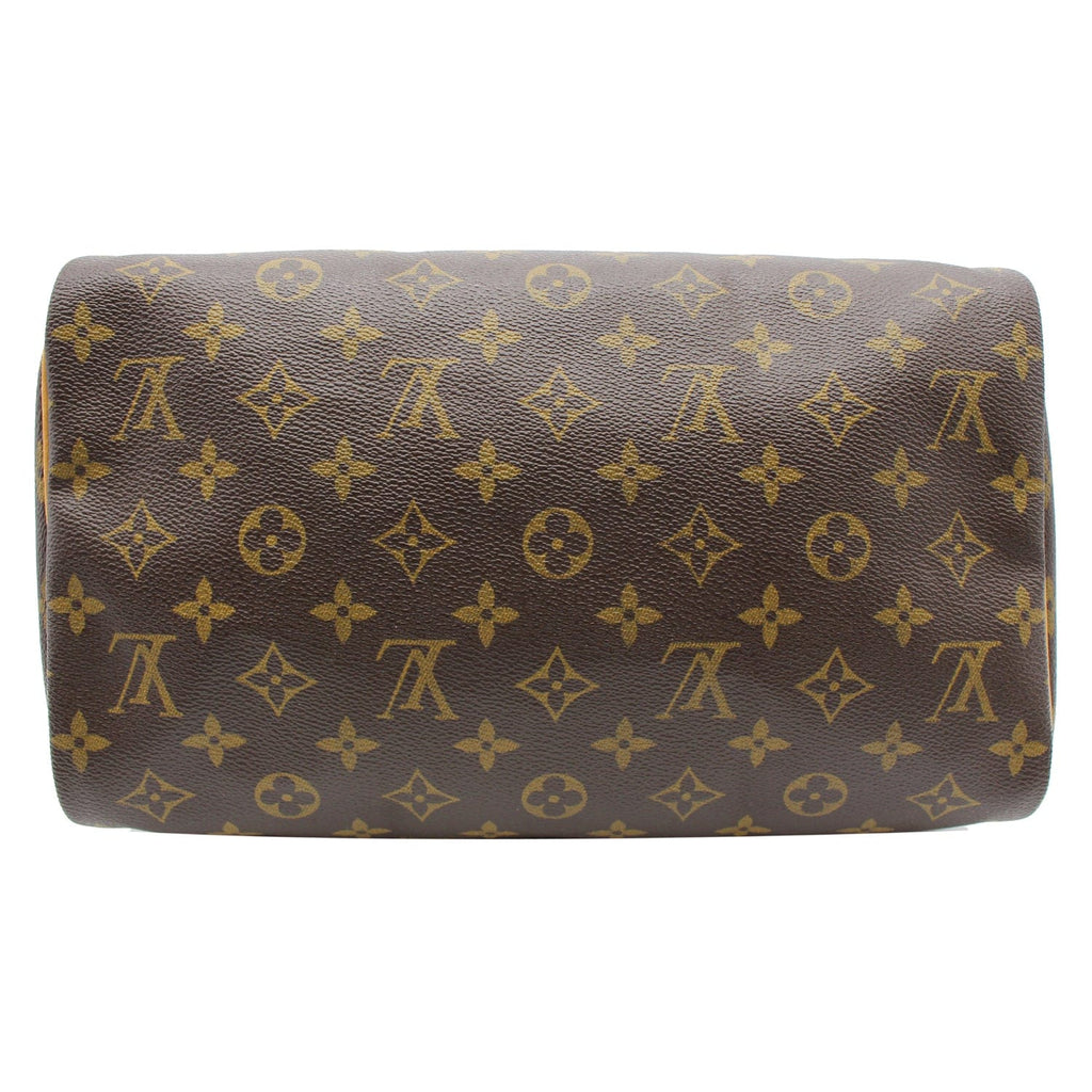 LOUIS VUITTON Speedy 30 Monogram Canvas Satchel Bag Brown