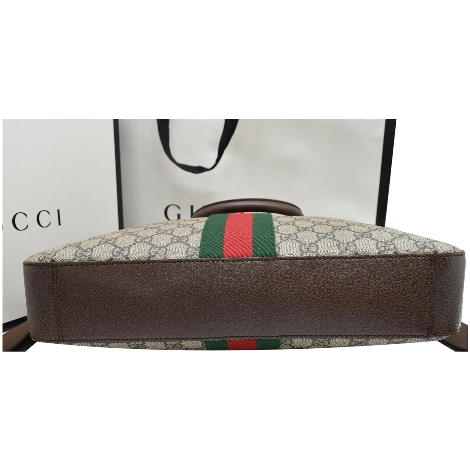 GUCCI Ophidia Soft Gucci Supreme Canvas Leather Briefcase Shoulder Bag Beige 574793