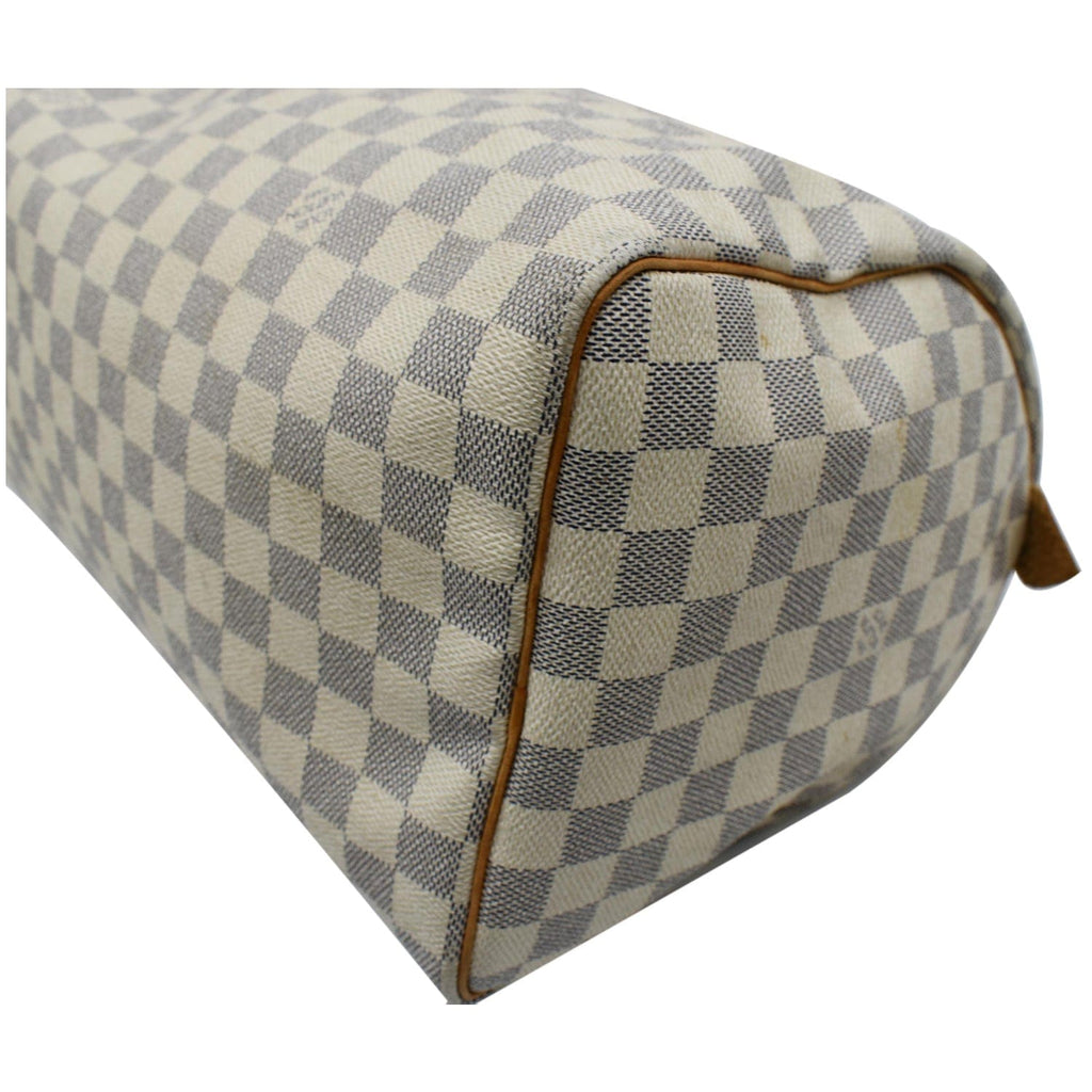 LOUIS VUITTON Speedy 35 Damier Azur Satchel Bag White