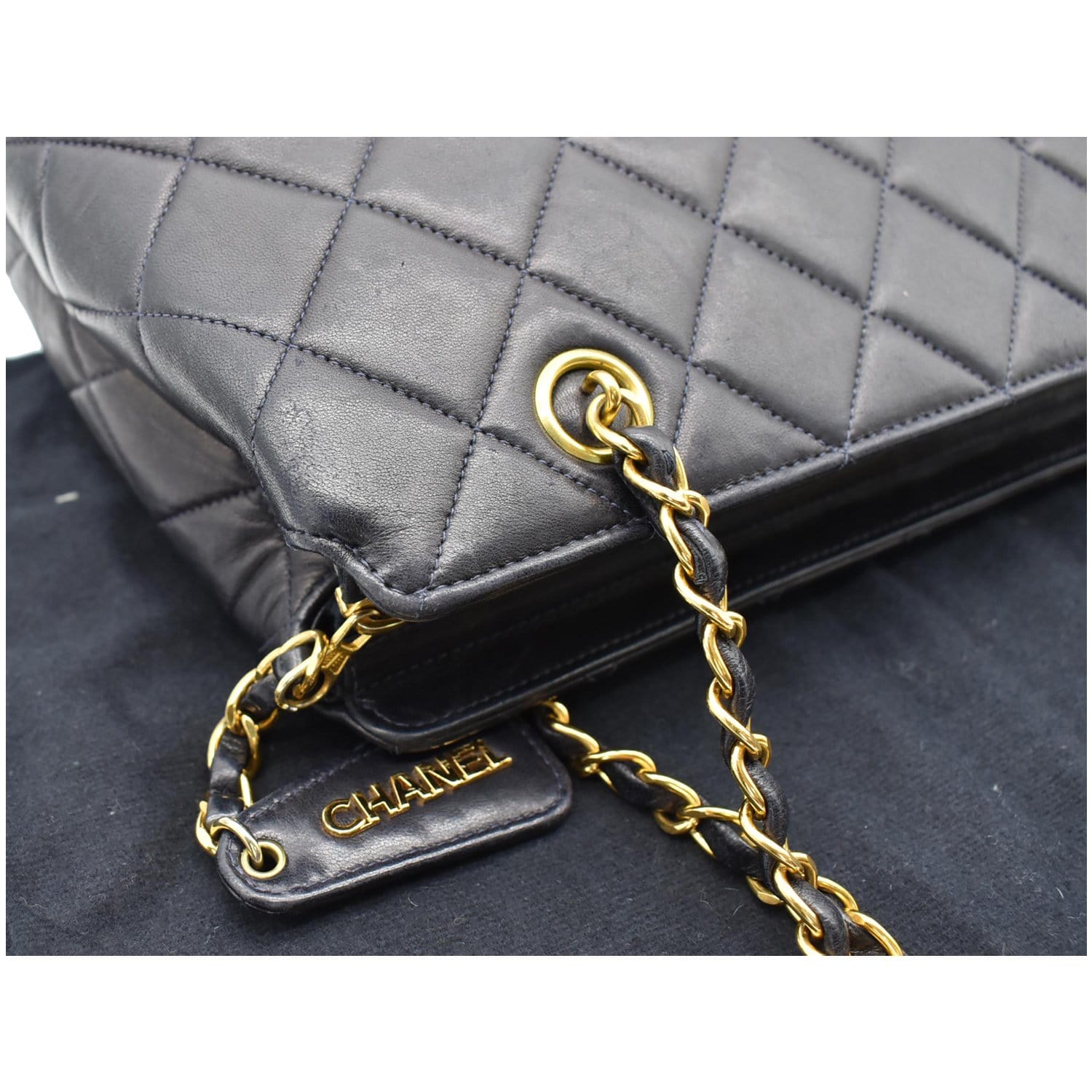 Chanel  Quilted Leather Chain Handle Tote Bag Black