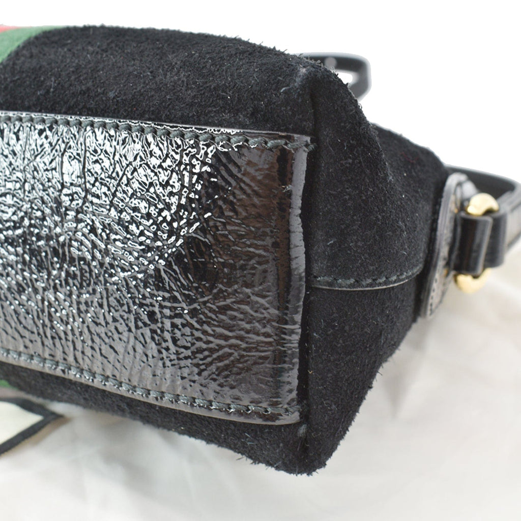 GUCCI Ophidia Gucci Small Suede Shoulder Bag Black 499621