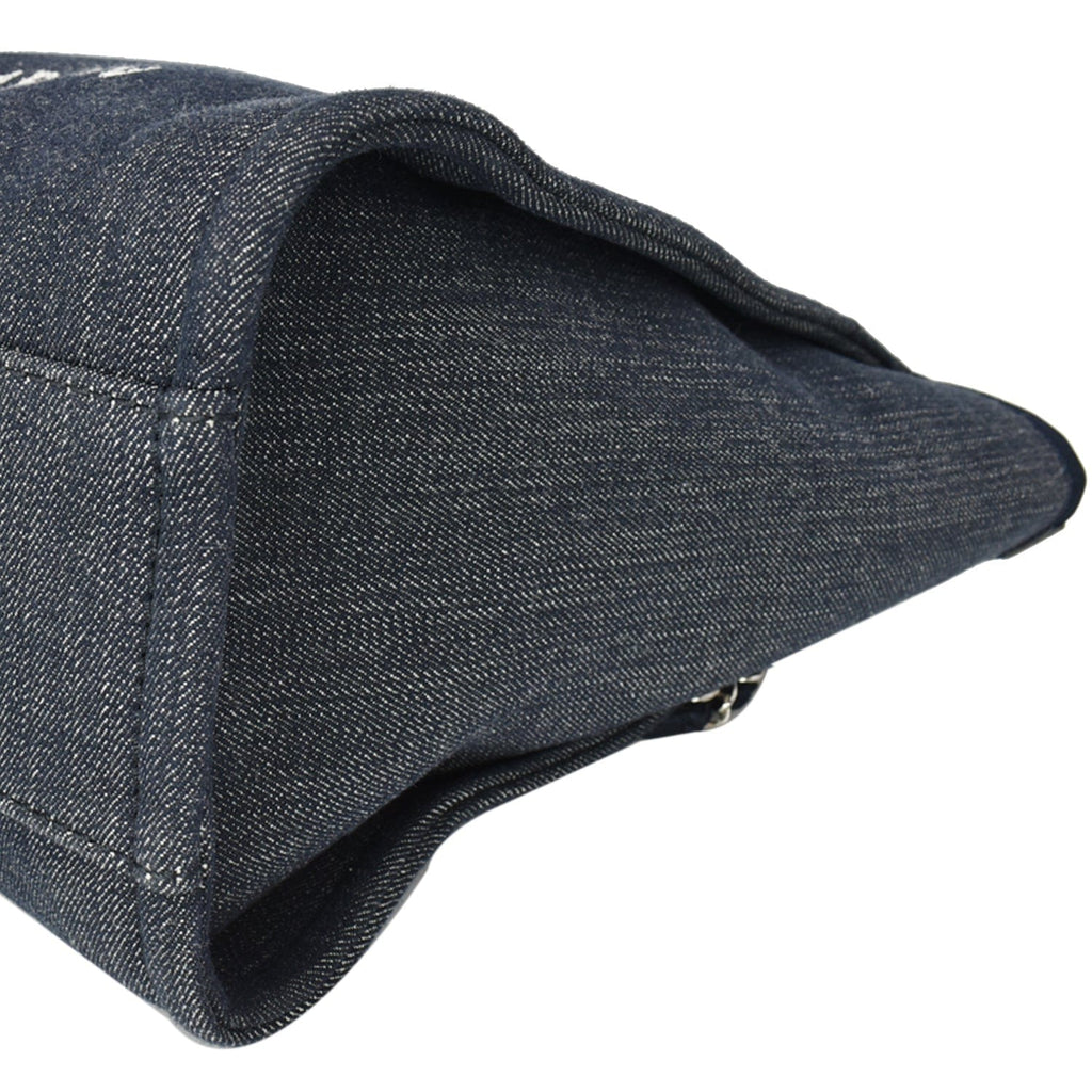 Chanel Deauville Medium Denim Leather Tote Bag Dark Blue