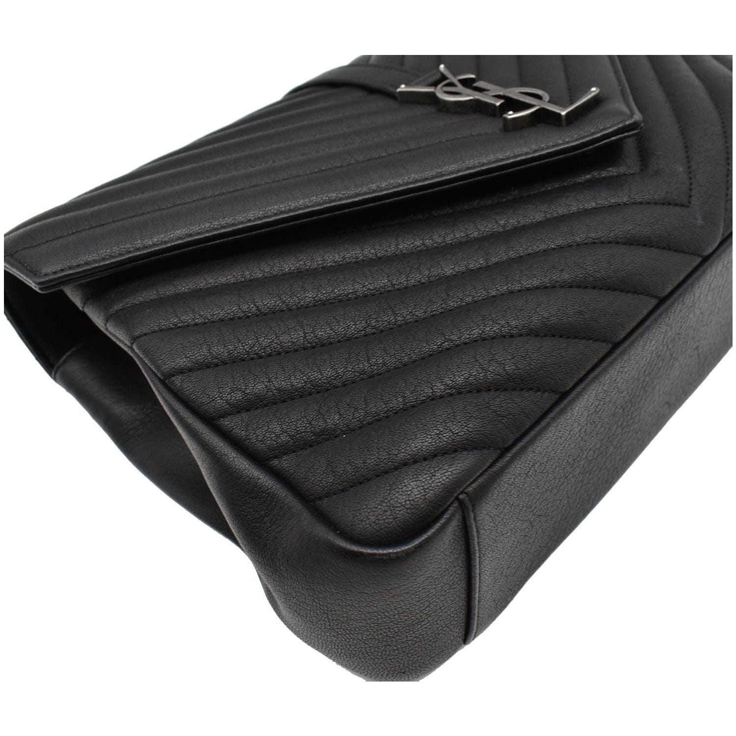 YVES SAINT LAURENT College Medium Flap MatelassÃ© Leather Shoulder Bag Black