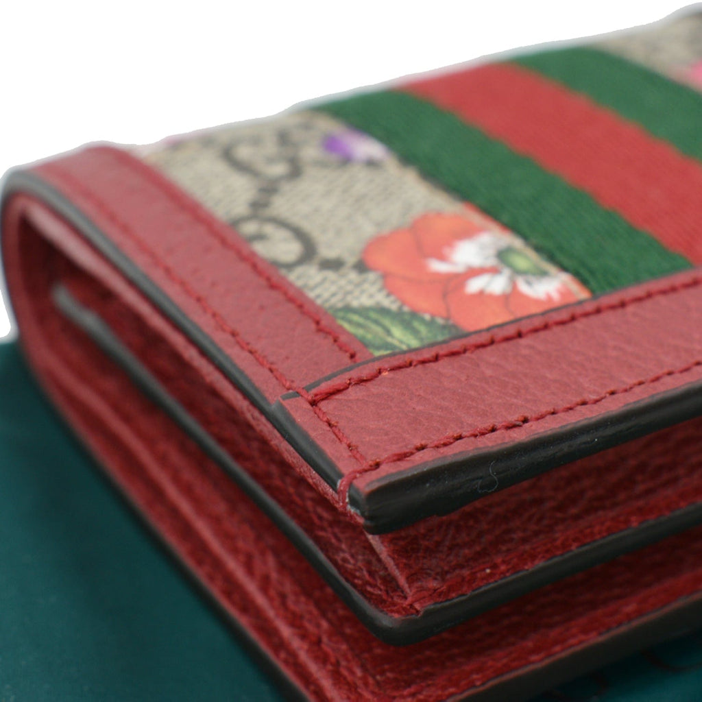 GUCCI Ophidia Flora Gucci Supreme Canvas Card Case Wallet Red 523155 - 10% Off