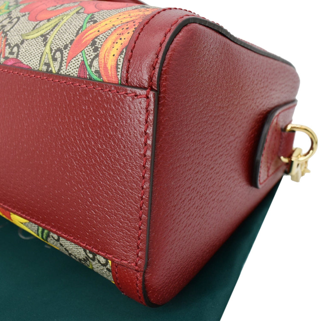 GUCCI Ophidia Flora Web Gucci Supreme Canvas Top Handle Shoulder Bag Red 524532