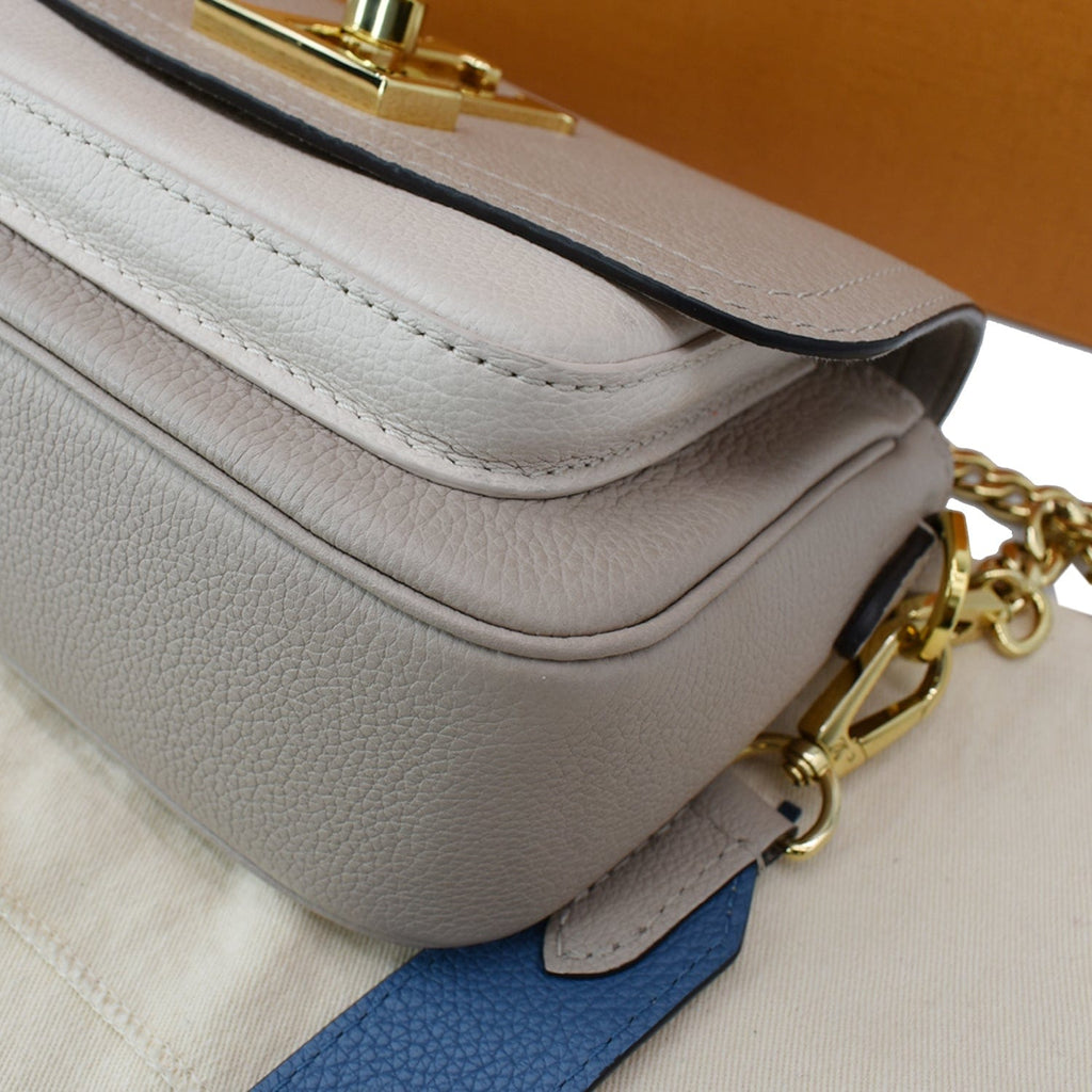 LOUIS VUITTON Lockme Tender Grained  Leather Shoulder Bag Greige