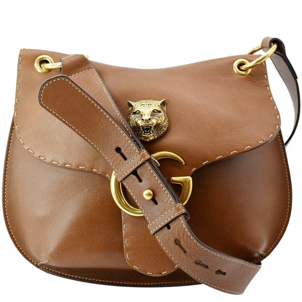 GUCCI Gucci Marmont  Leather Shoulder Bag Brown 409154