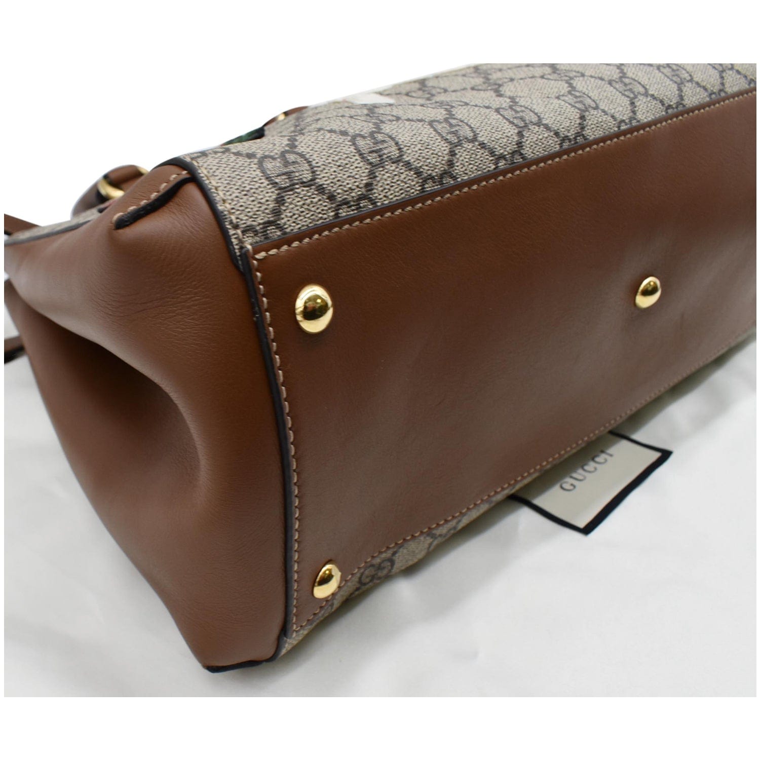 GUCCI Blind for Love Gucci Supreme Canvas Top Handle Crossbody Bag Maple Brown 453704