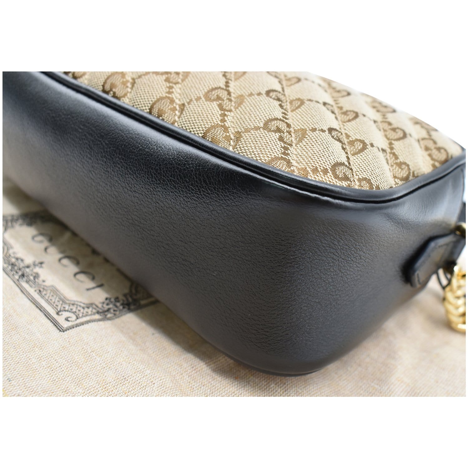 GUCCI Gucci Marmont Small Matelasse Canvas Leather Crossbody Bag Beige 447632