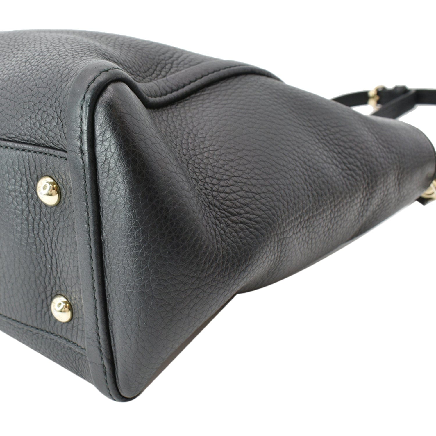 GUCCI Soho Tassel Pebbled Leather Top Handle Crossbody Bag Black 369176