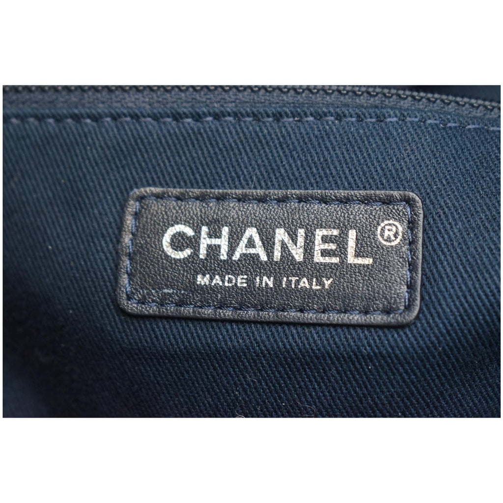 Chanel Deauville Large Denim Shopping Tote Bag Dark Blue