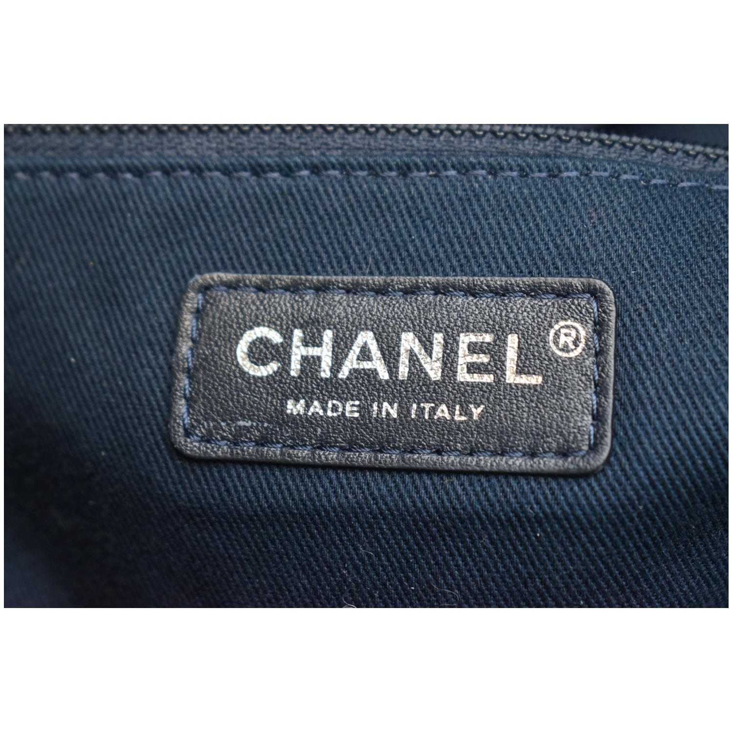 Chanel Deauville Large Denim Shopping Tote Bag Dark Blue