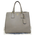 PRADA Pebbled Leather Large Tote Bag Grey