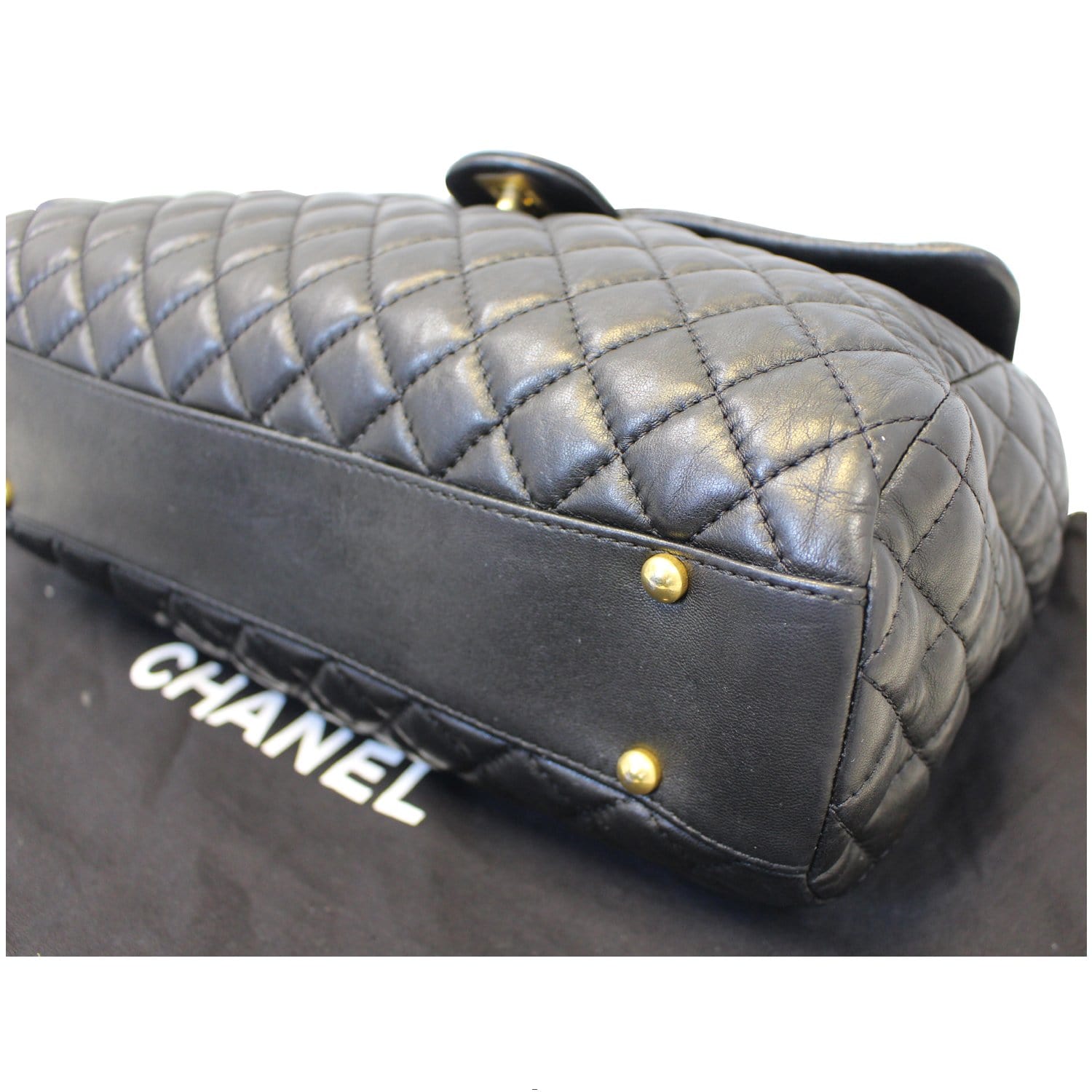 Chanel Large Shopping Flap Shoulder Bag Black