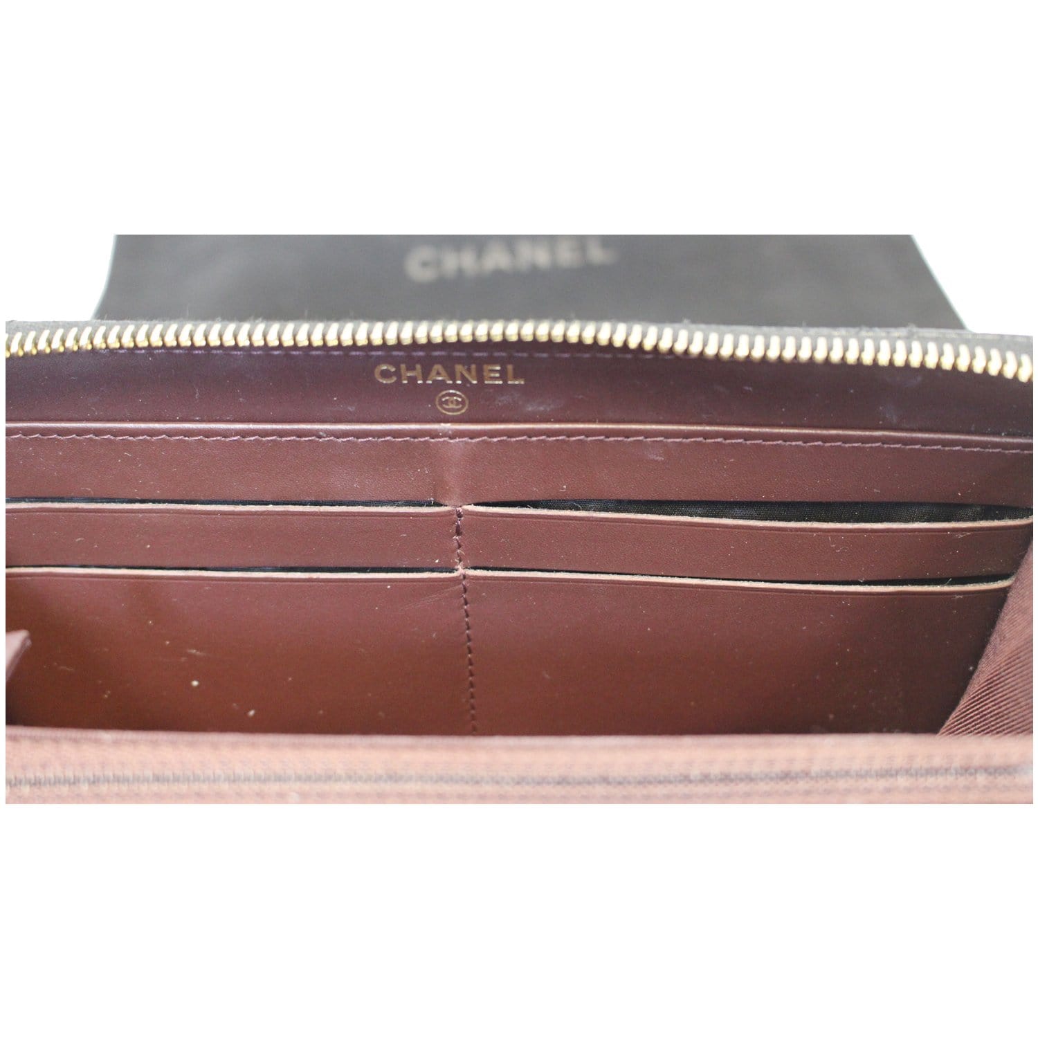 Chanel Black Caviar Leather Leather Zippy Wallet Black