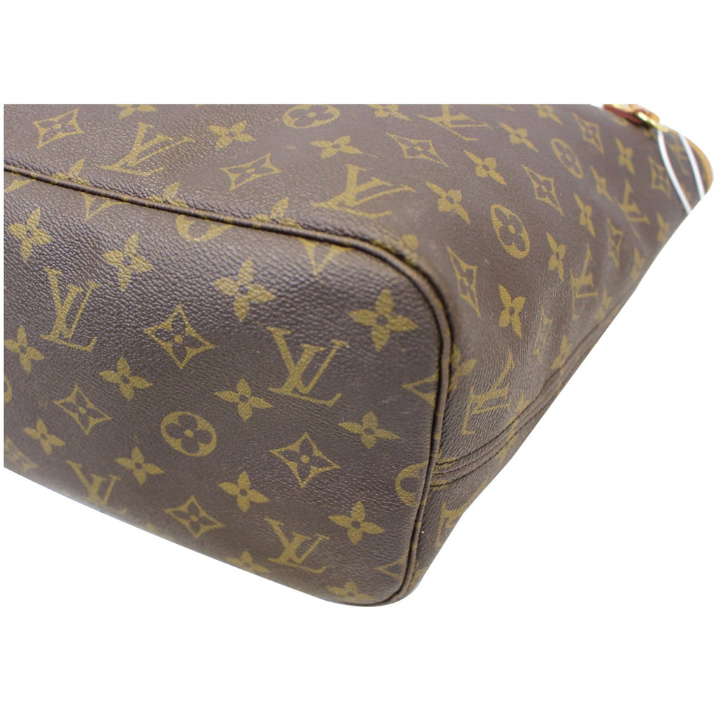 LOUIS VUITTON Neverfull MM Monogram Canvas Tote Shoulder Bag Brown
