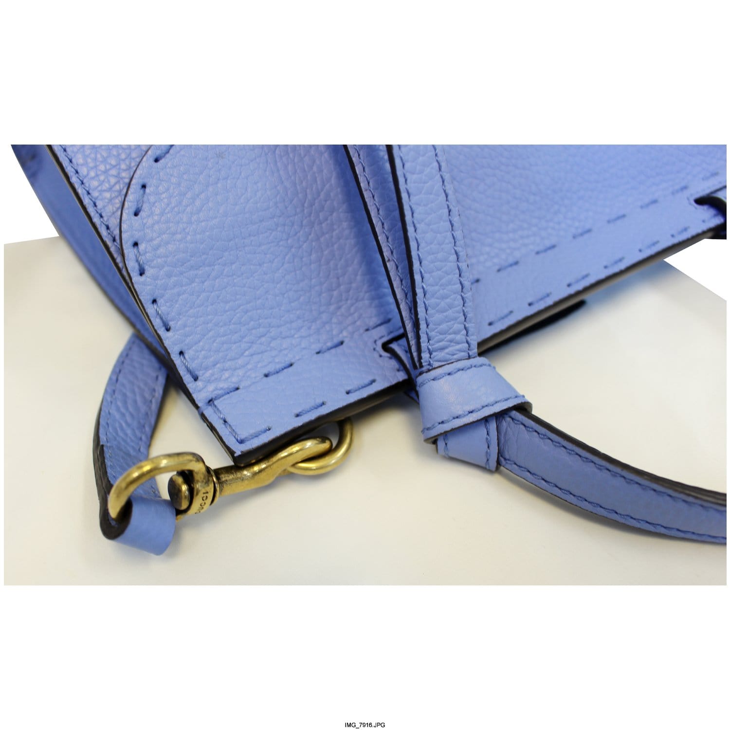 GUCCI Gucci Marmont Leather Top Handle Shoulder Bag Blue 442622