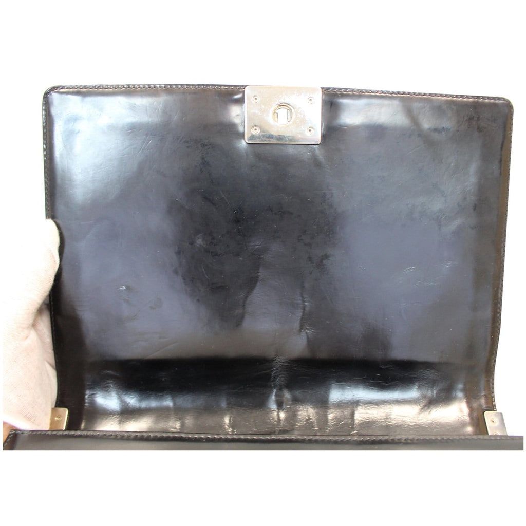 Chanel Large Boy Glazed Calfskin Leather Shoulder Bag Black