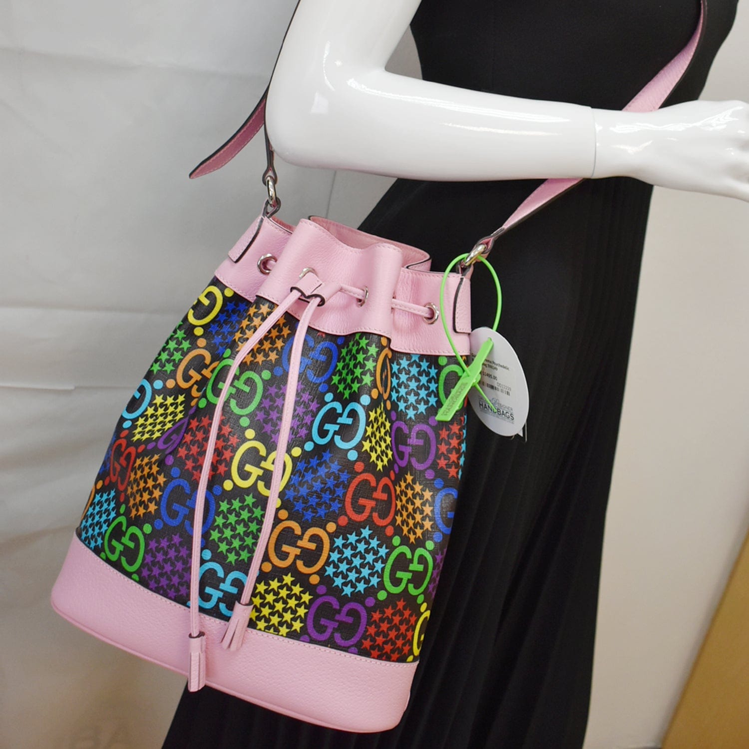 GUCCI Gucci Psychedelic Leather Bucket Shoulder Bag Multicolor 598149