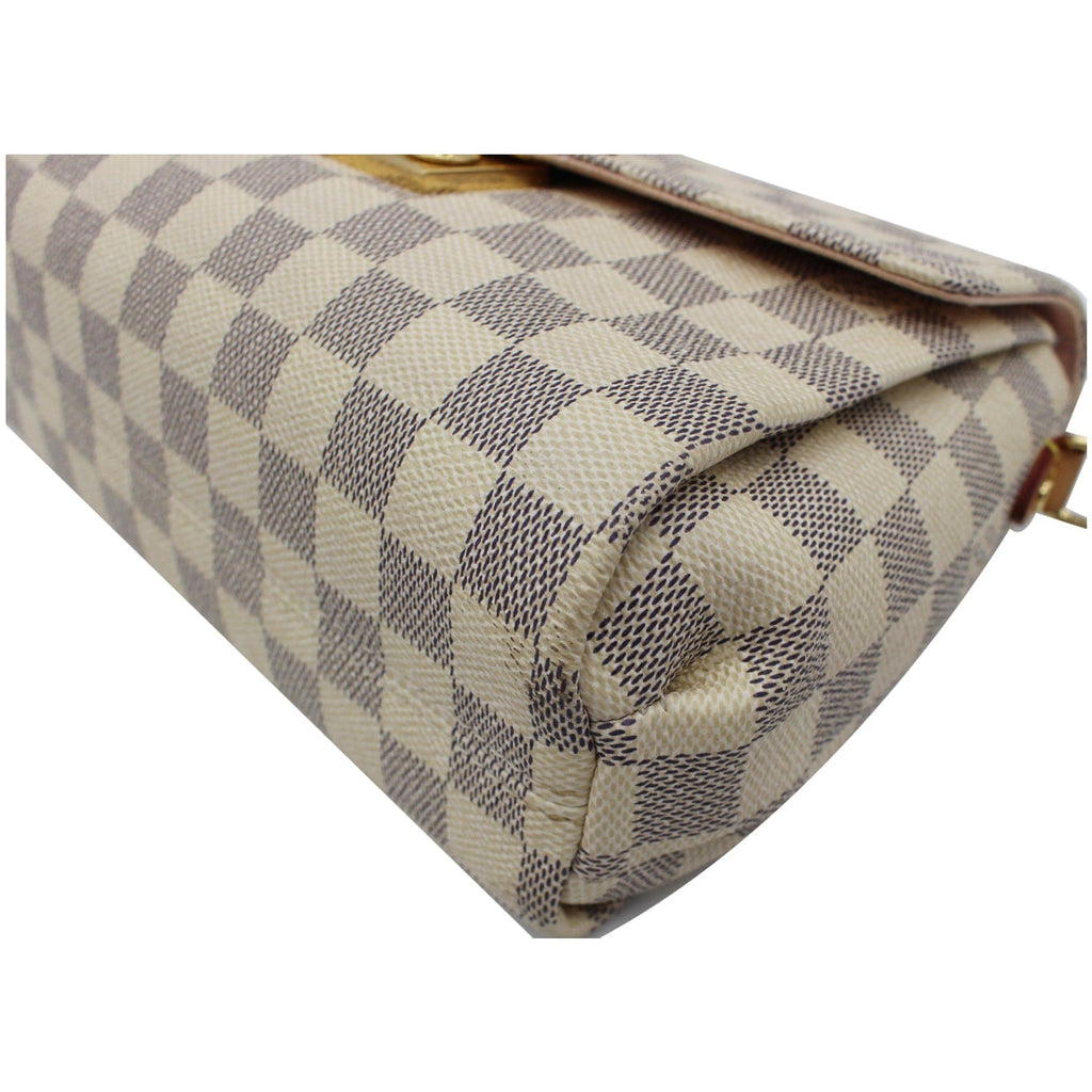 LOUIS VUITTON Croisette Damier Azur Satchel Crossbody Bag White