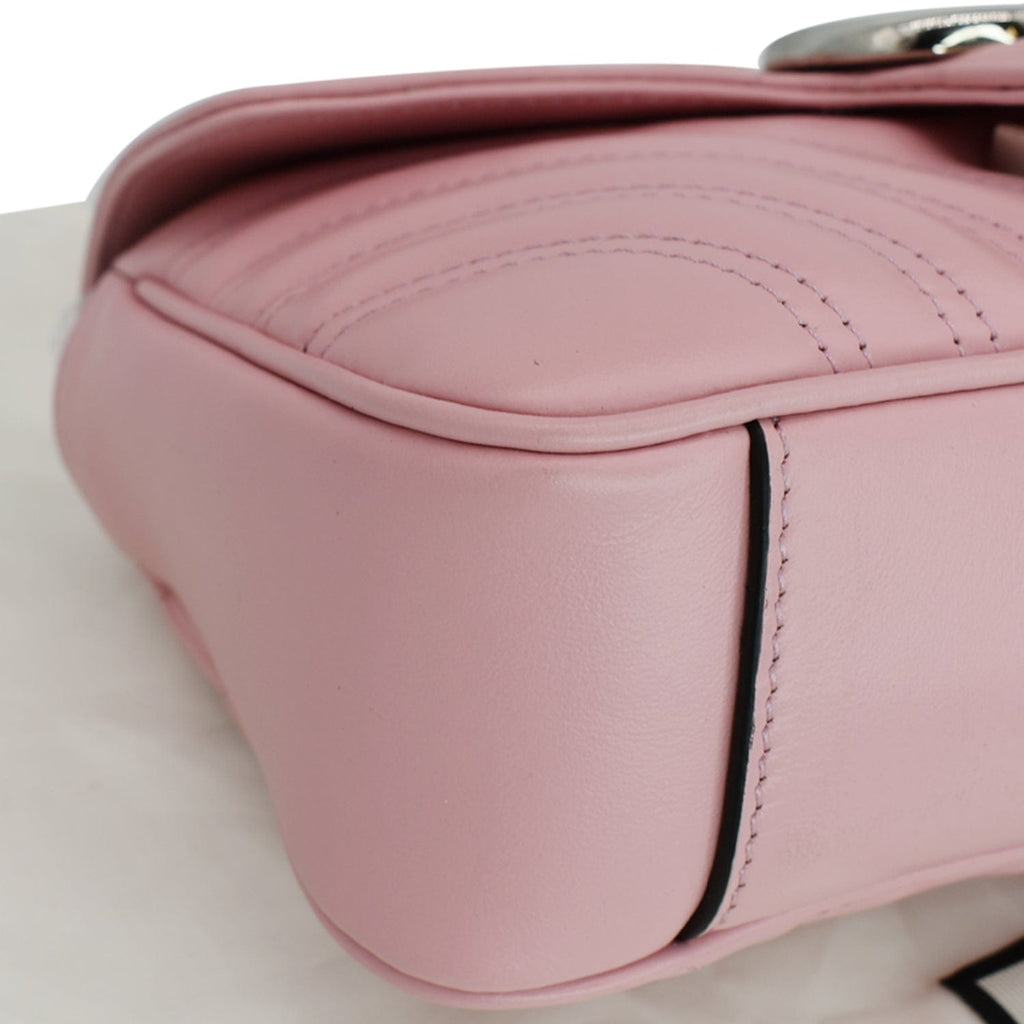 GUCCI Gucci Marmont Mini MatelassÃ© Leather Shoulder Crossbody Bag Pastel Pink 446744