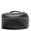 Chanel  Vanity Case Leather Chain Cosmetic Bag Black