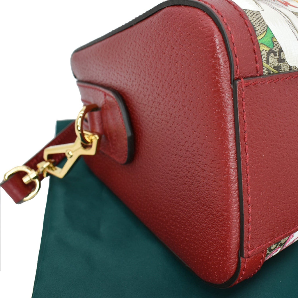 GUCCI Ophidia Flora Web Gucci Supreme Canvas Top Handle Shoulder Bag Red 524532