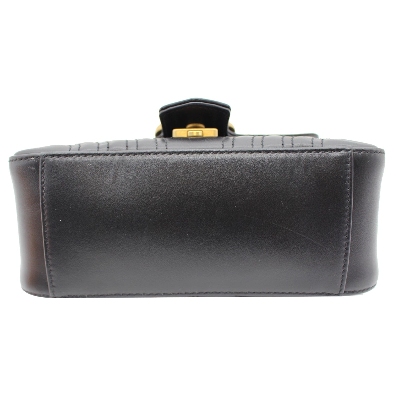 GUCCI Gucci Marmont Mini Leather Top Handle Shoulder Bag Black 547260