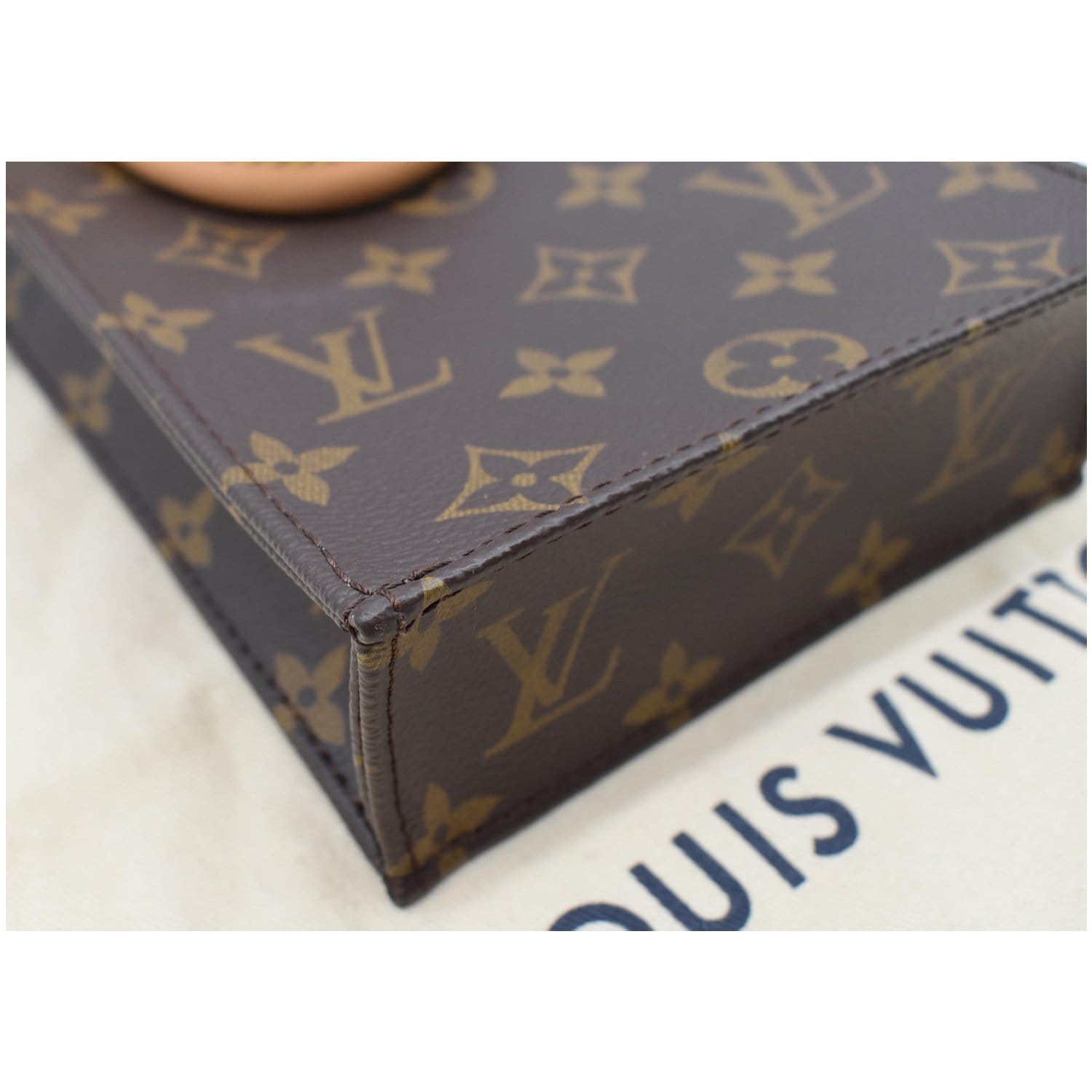 LOUIS VUITTON Petit Sac Plat Monogram Canvas Shoulder Bag Brown