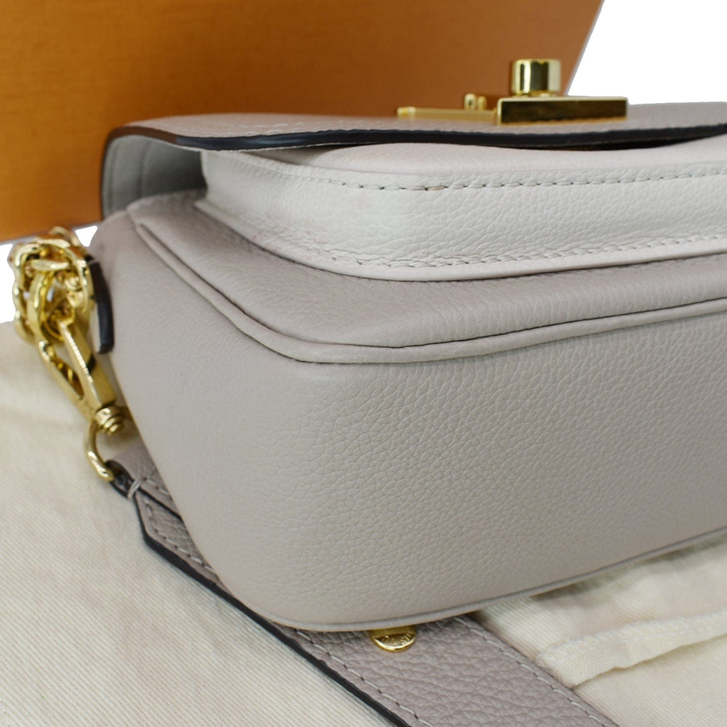 LOUIS VUITTON Lockme Tender Grained  Leather Shoulder Bag Greige