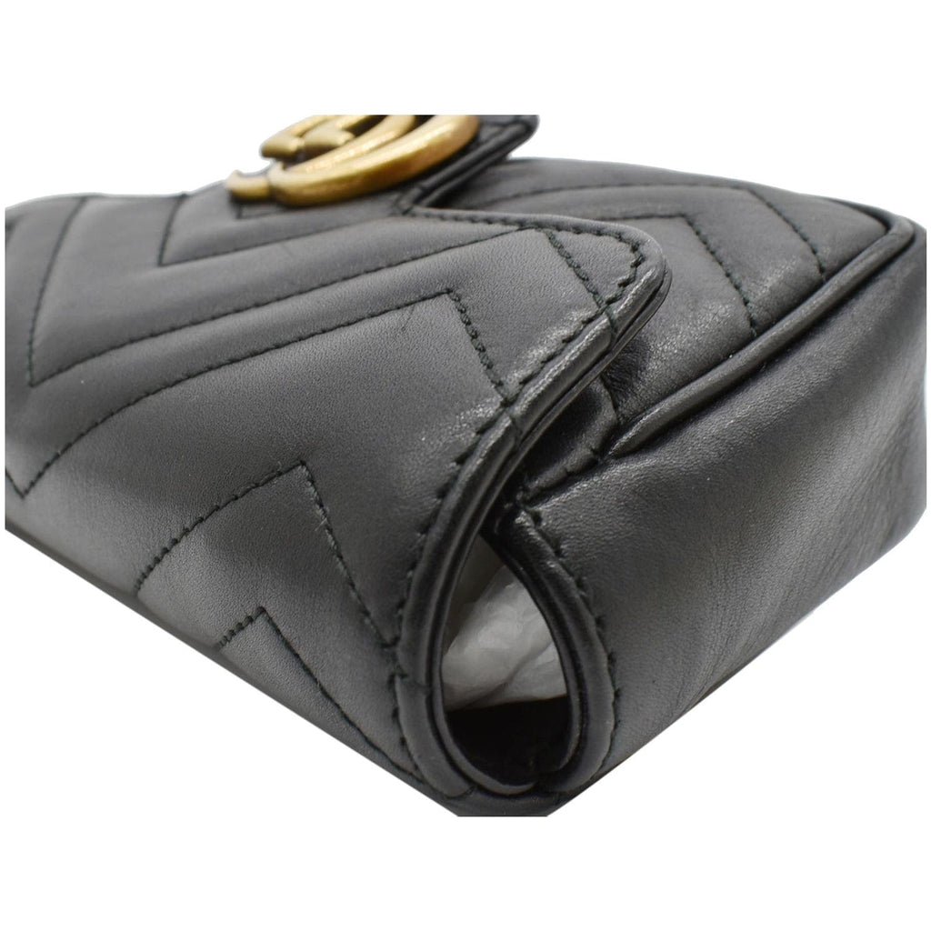 GUCCI Gucci Marmont Matelasse Leather Super Mini Crossbody Bag Black