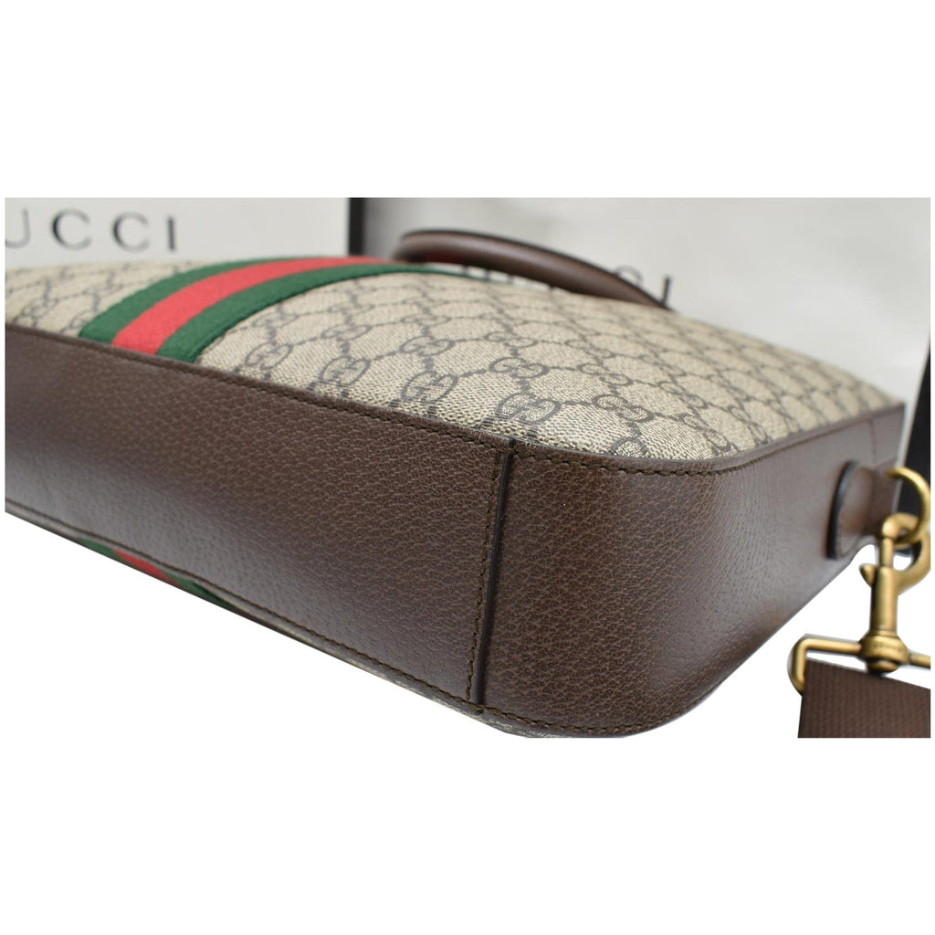 GUCCI Ophidia Soft Gucci Supreme Canvas Leather Briefcase Shoulder Bag Beige 574793