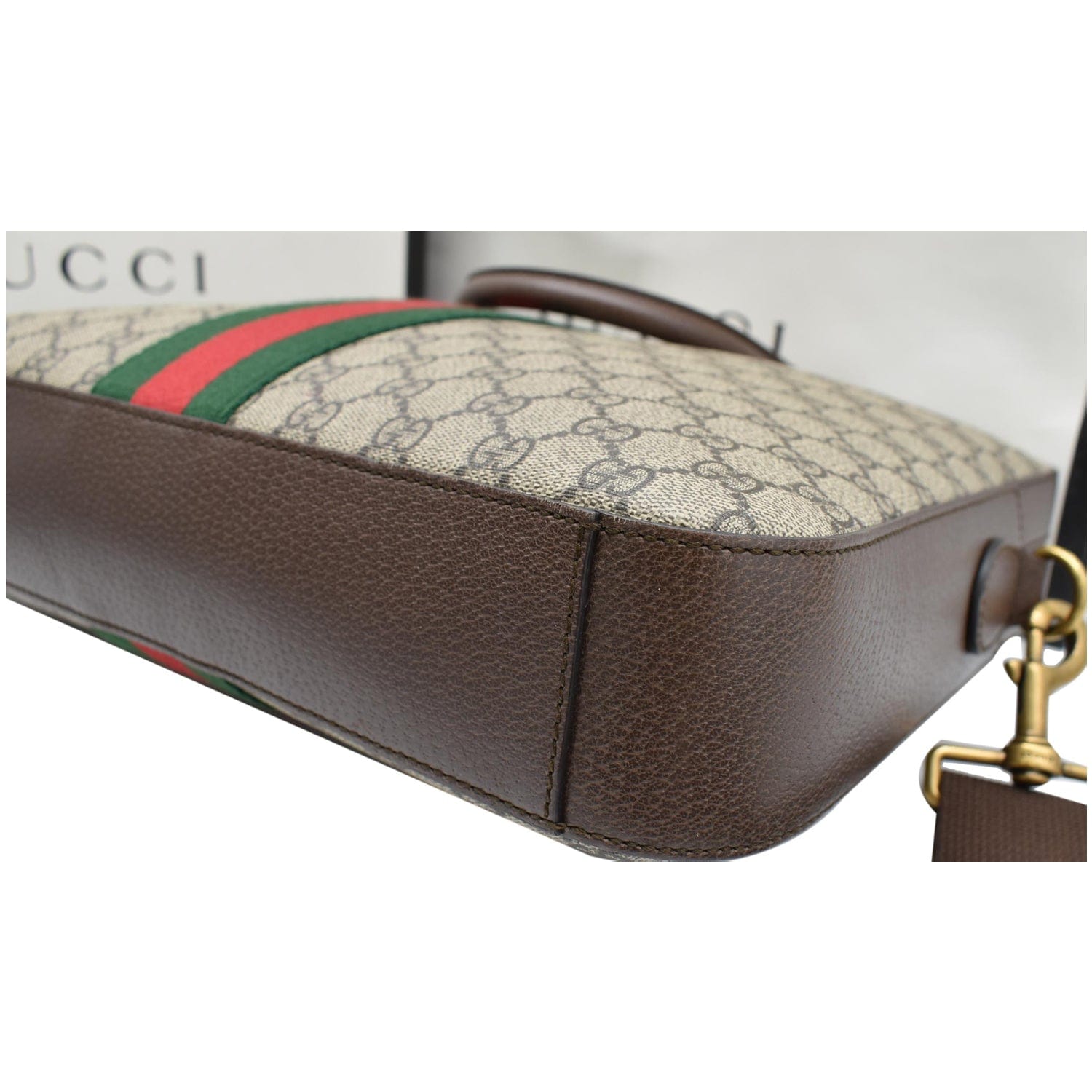 GUCCI Ophidia Soft Gucci Supreme Canvas Leather Briefcase Shoulder Bag Beige 574793