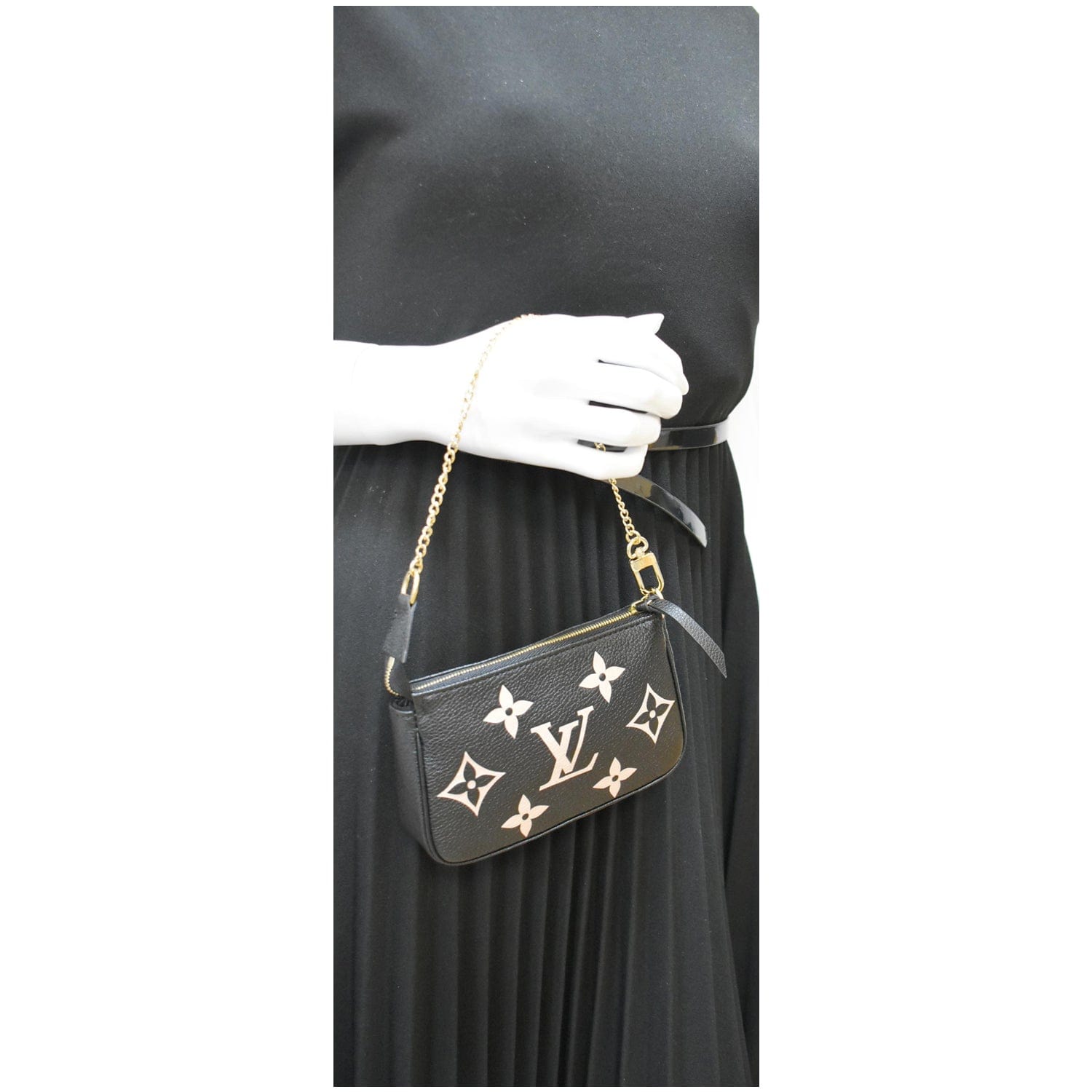 LOUIS VUITTON Mini Pochette Bicolor Monogram Empreinte Accessoires Pouch Black
