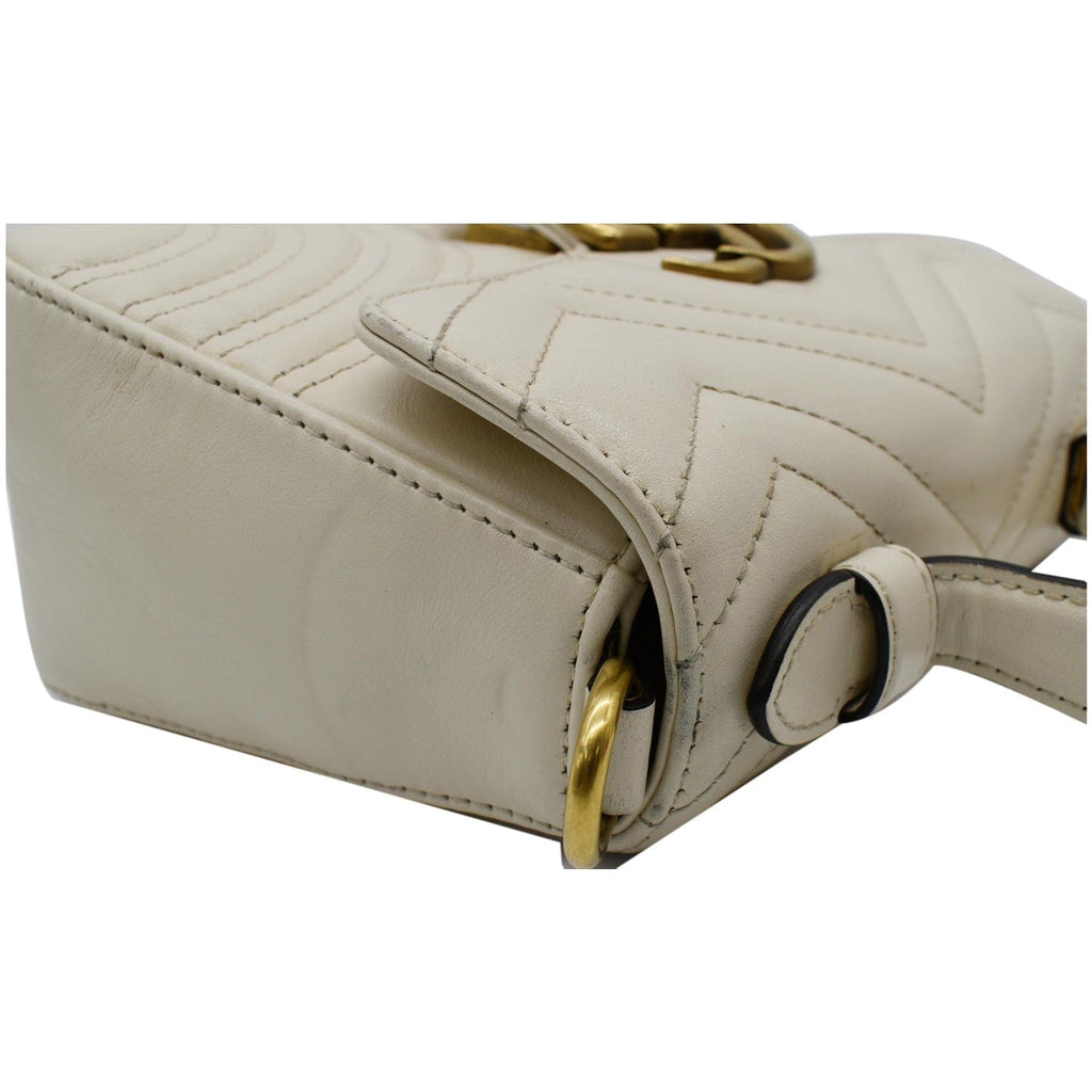 GUCCI Gucci Marmont Mini Top Handle Shoulder Bag White 547260