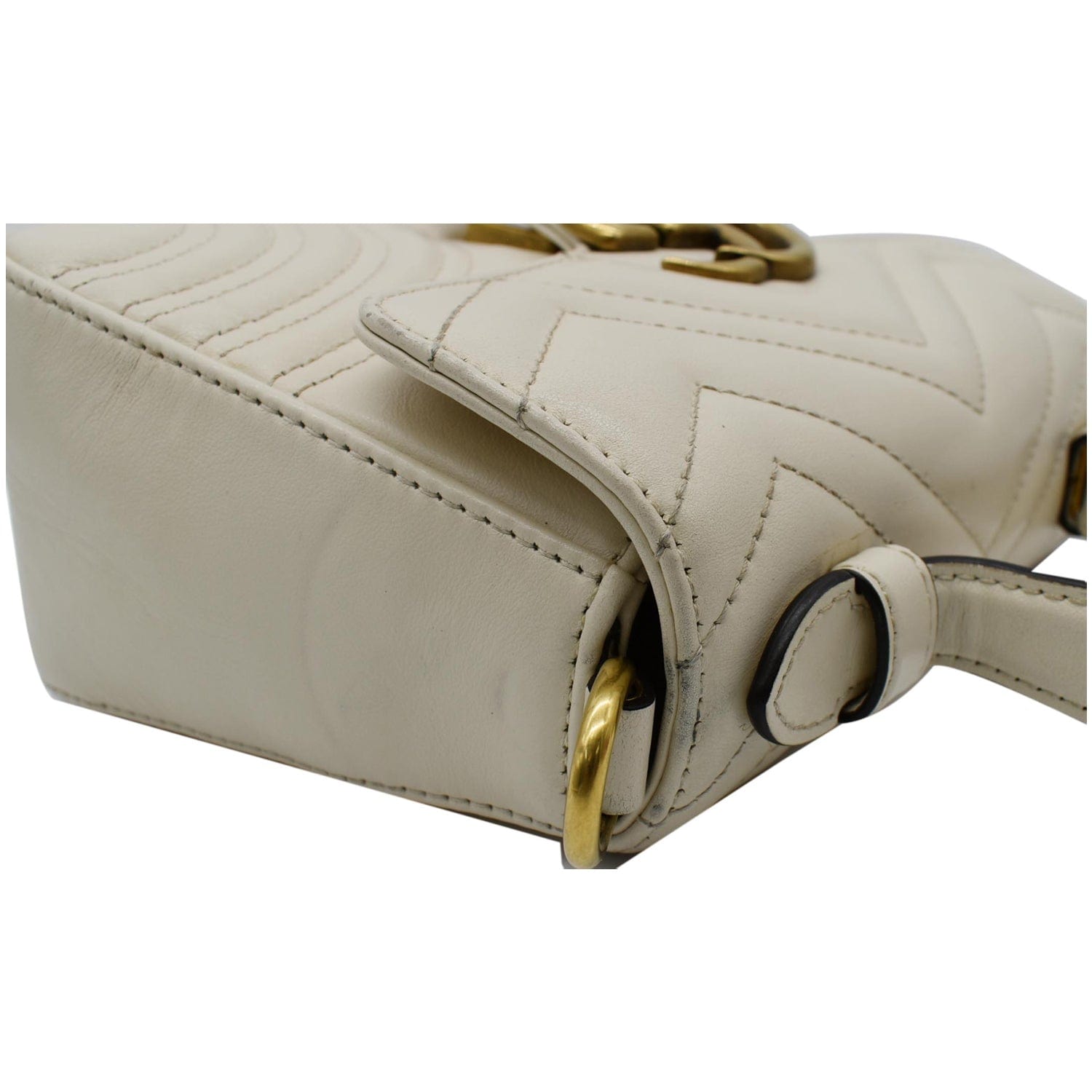GUCCI Gucci Marmont Mini Top Handle Shoulder Bag White 547260