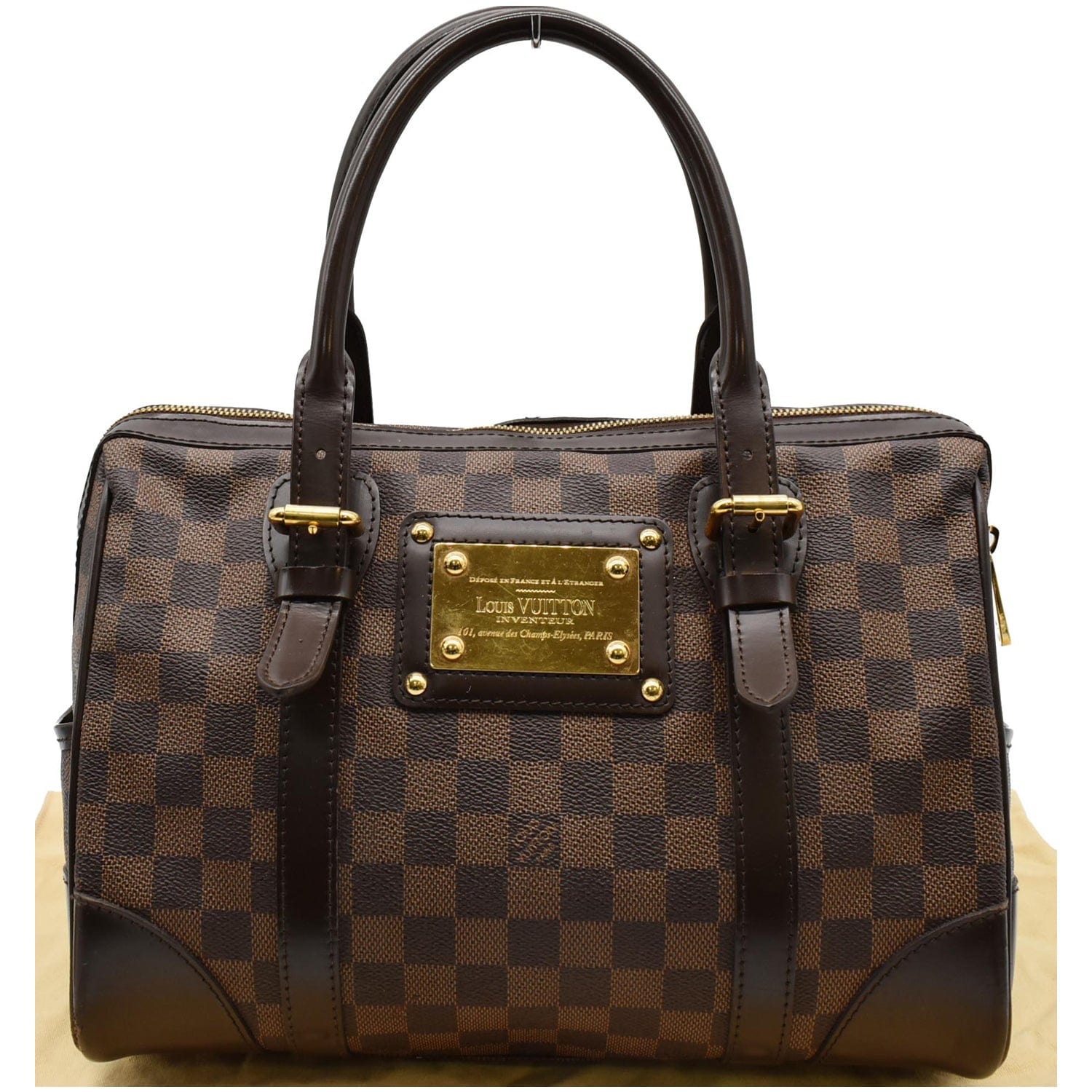LOUIS VUITTON Berkeley Damier Ebene Satchel Bag Brown