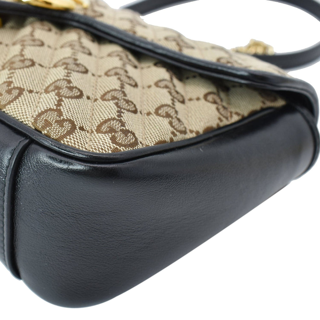 GUCCI Gucci Marmont Small Matelasse Canvas Shoulder Bag Black 443497
