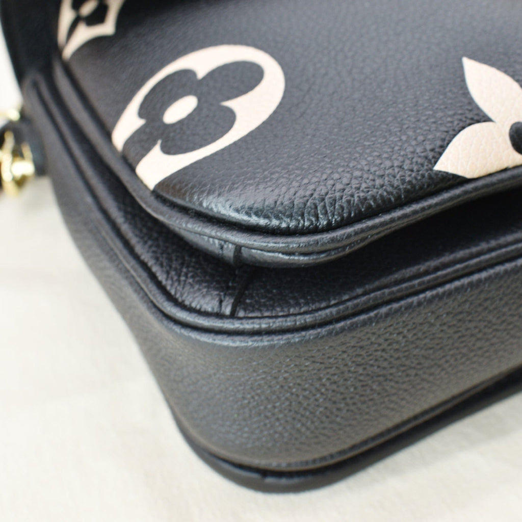 LOUIS VUITTON Metis Pochette Bicolor Empreinte Leather Crossbody Bag Black