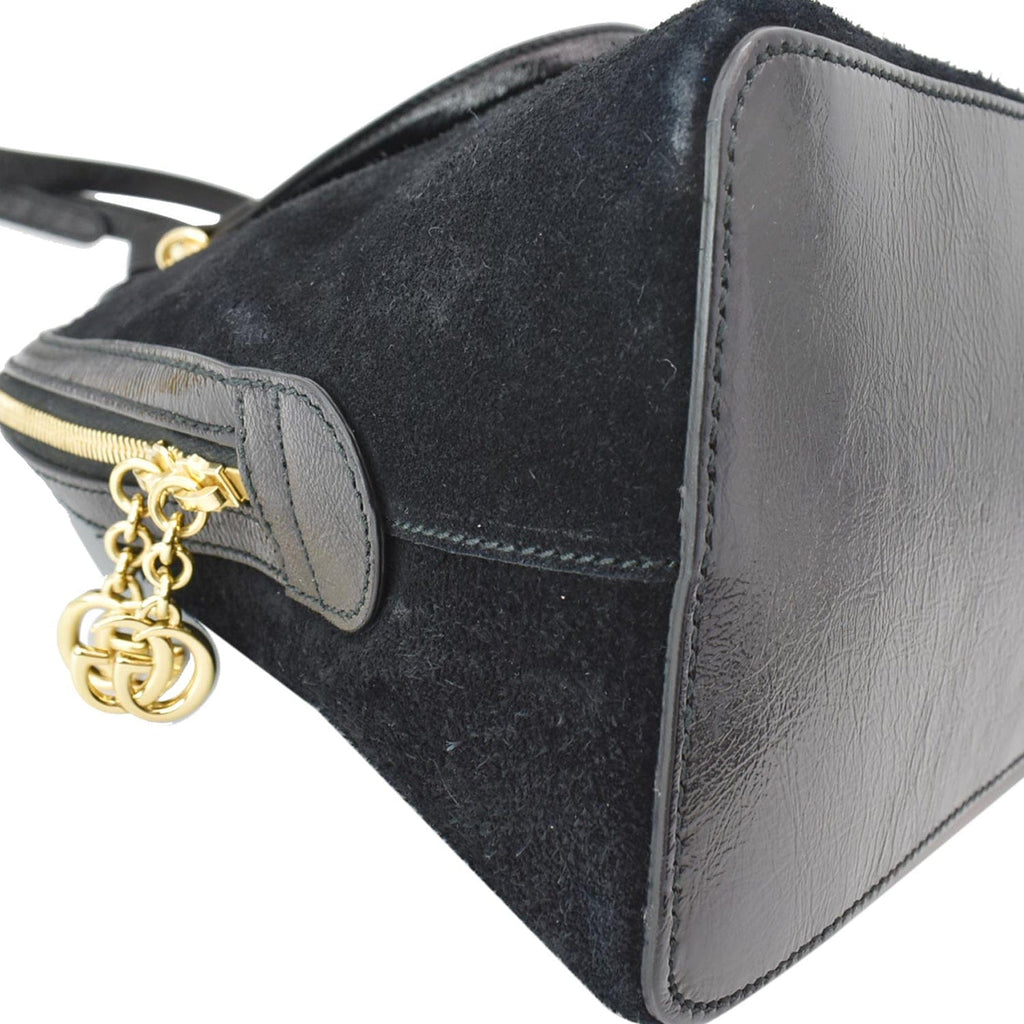 GUCCI Ophidia Gucci Suede Web Top Handle Crossbody Bag Black 524533